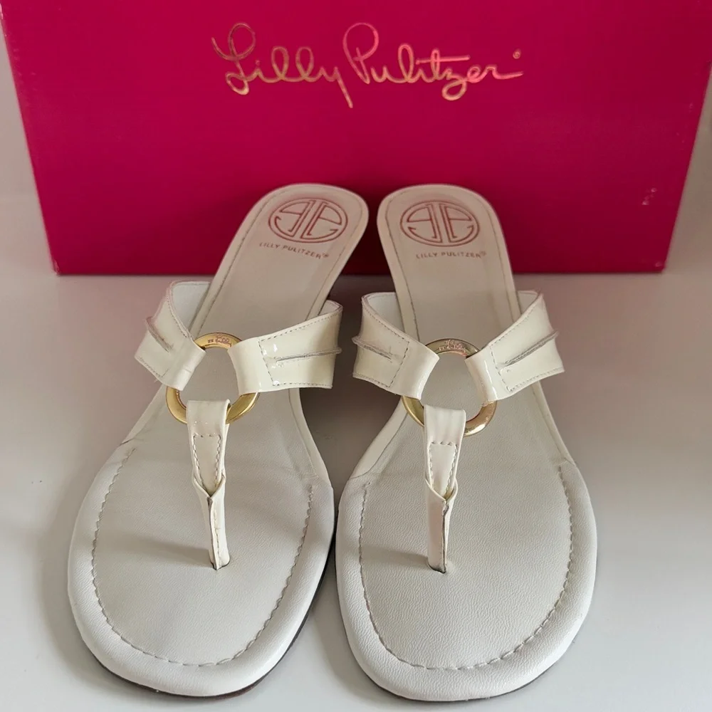 Lilly Pulitzer McKim Wedge Sandals with Gold Detail - Picture 2 of 4